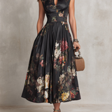 Hannah | Floral Keyhole Pleated Midi Dress