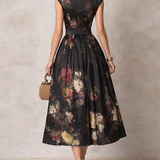 Hannah | Floral Keyhole Pleated Midi Dress