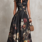Hannah | Floral Keyhole Pleated Midi Dress