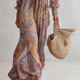 Maya | Paisley Gathered V-neck Chiffon Maxi