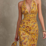 Rachel | Ginger Yellow Floral Midi Dress