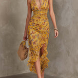 Rachel | Ginger Yellow Floral Midi Dress