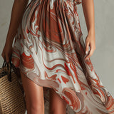 Rachel | Boho One-Shoulder Marble Midi Dress