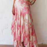 Rachel | Pink Floral Pleated Chiffon Dress