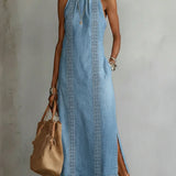 Maya | Retro Lace Denim Dress