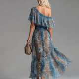 Rachel | Chiffon off-the-shoulder leopard-print dress