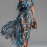 Rachel | Chiffon off-the-shoulder leopard-print dress