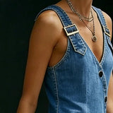 Rachel | Long Denim Button Front Dress
