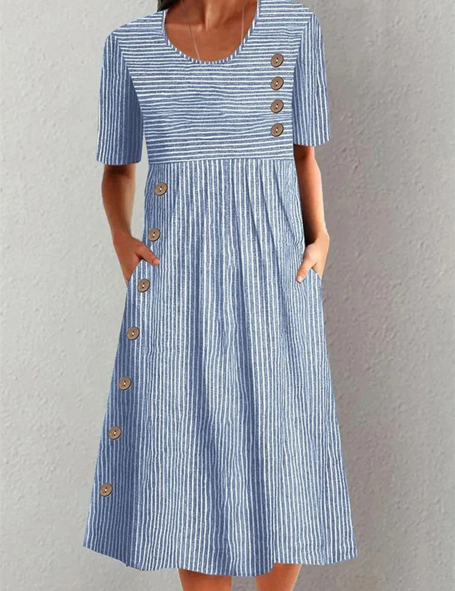 Emily | Striped Summer Midi Dress