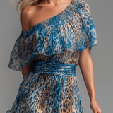 Rachel | Chiffon off-the-shoulder leopard-print dress
