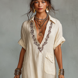 Amelia | Embroidered Shirt Dress