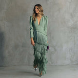 Ava | V-Neck Fringe Maxi Dress