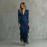 Ava | V-Neck Fringe Maxi Dress