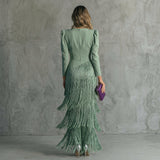 Ava | V-Neck Fringe Maxi Dress