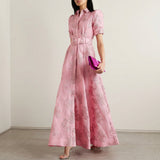 Isabelle | Floral Jacquard Belted Dress