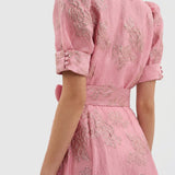 Isabelle | Floral Jacquard Belted Dress