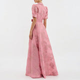 Isabelle | Floral Jacquard Belted Dress