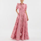 Isabelle | Floral Jacquard Belted Dress