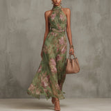 Dove | Floral Halter Maxi Dress
