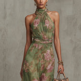 Dove | Floral Halter Maxi Dress