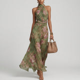 Dove | Floral Halter Maxi Dress