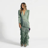 Ava | V-Neck Fringe Maxi Dress