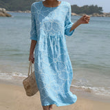 Ava | Printed Round Neck Maxi Dress