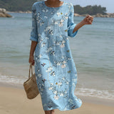 Claire | Printed Round Neck Maxi Dress