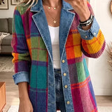 Jasmine | Plaid Patchwork Denim Jacket