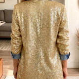 Leah | Gold Glitter Denim Jacket