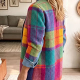 Jasmine | Plaid Patchwork Denim Jacket