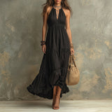 Claire | Black Ruffled Lace Maxi
