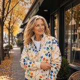 Ivy | Colourful Leaf Print Knit Cardigan
