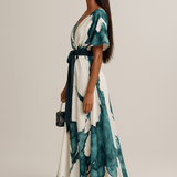 Marina | Long Watercolour Print Dress