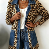 Ruby | Leopard Denim Panel Jacket