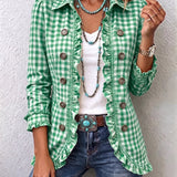 Florence | Gingham Ruffled Button Jacket