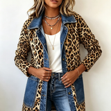 Ruby | Leopard Denim Panel Jacket