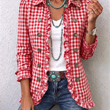 Florence | Gingham Ruffled Button Jacket