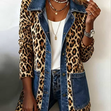 Ruby | Leopard Denim Panel Jacket