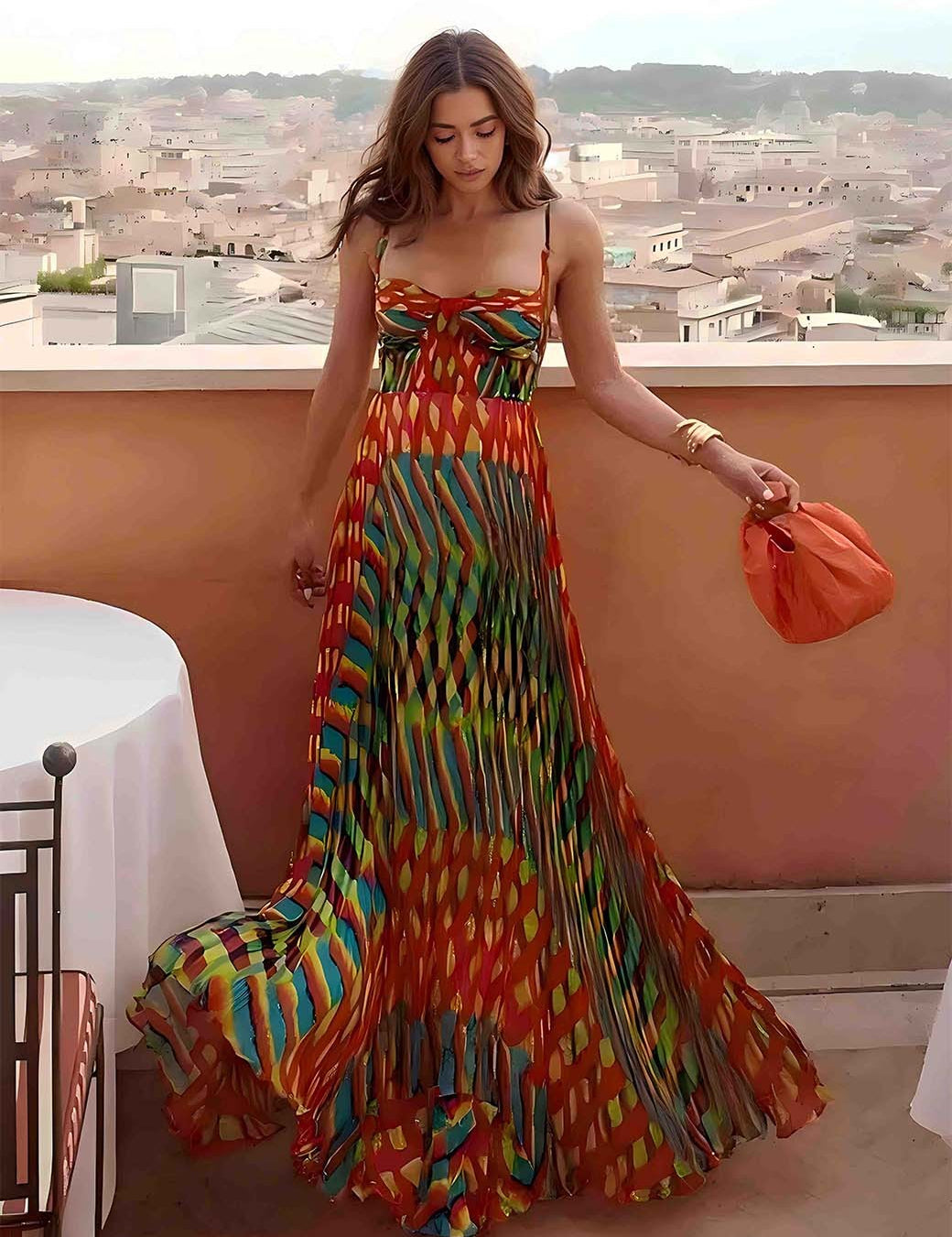 Isla | Abstract Print Maxi Dress