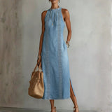 Maya | Retro Lace Denim Dress